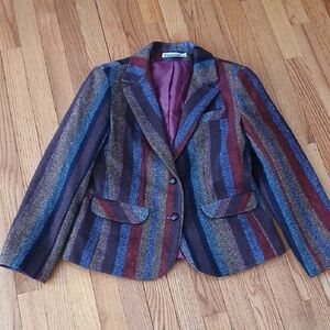 Hannington Boston Striped Multicolored 100% Wool Blazer ■ Size S
